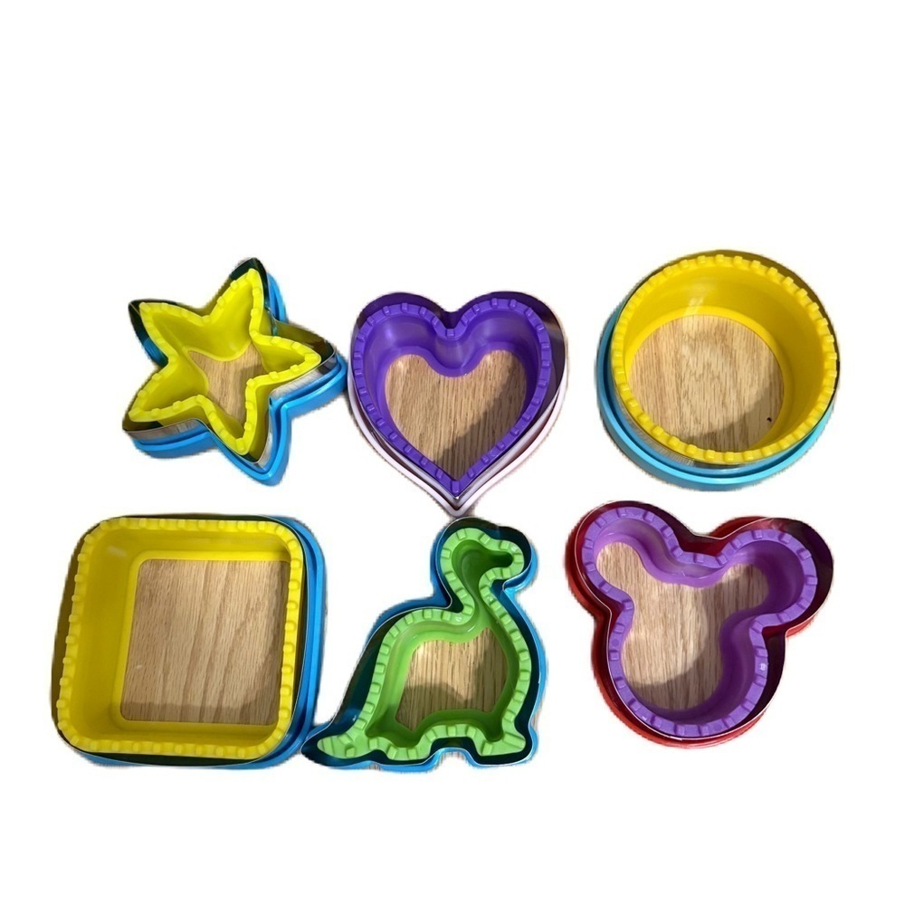 Sandwich Colorful Shape Cutter Set for Kids Metal Sealer Heart Dinosaur Mickey